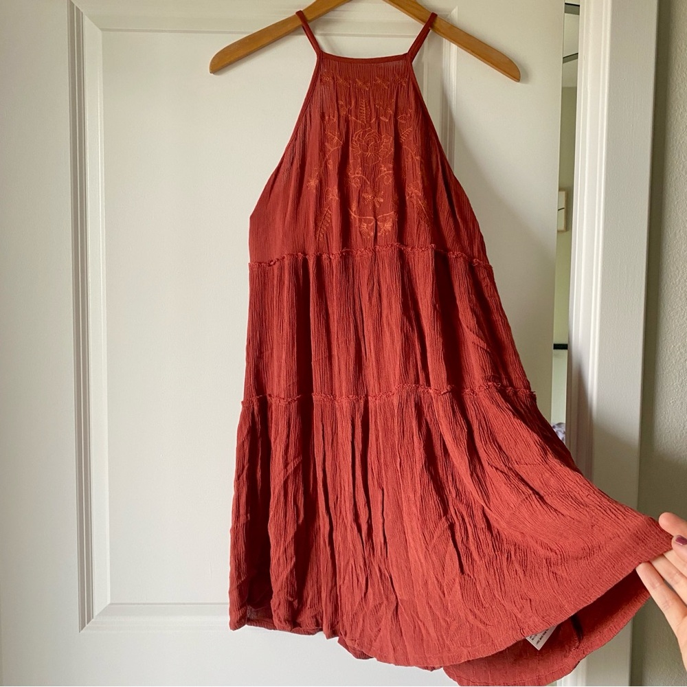 Mossimo Supply Co. Orange Red Tiered Sundress